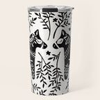 Swedish Dala Horses - Black Palette Travel Mug Gallery Image 1