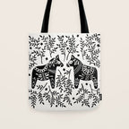 Swedish Dala Horses - Black Palette Tote Bag Gallery Image 1