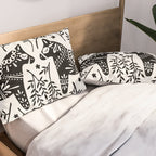Swedish Dala Horses - Black Palette Pillow Sham Gallery Image 2