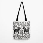 Swedish Dala Horses - Black Palette Tote Bag Gallery Image 2