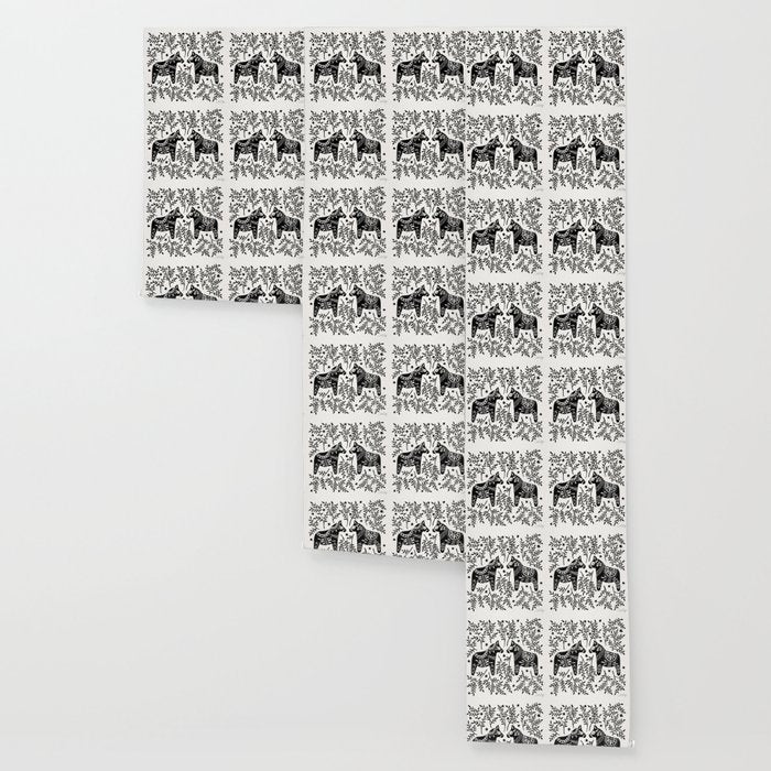 Swedish Dala Horses - Black Palette Wallpaper Gallery Image 3