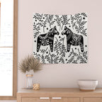 Swedish Dala Horses - Black Palette Wall Tapestry Gallery Image 2