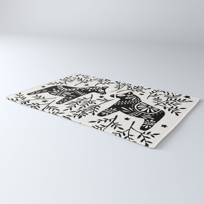 Swedish Dala Horses - Black Palette Rug Gallery Image 3