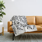 Swedish Dala Horses - Black Palette Throw Blanket Gallery Image 1