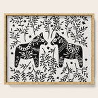 Swedish Dala Horses - Black Palette Serving Tray Gallery Image 1
