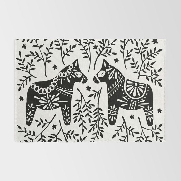 Swedish Dala Horses - Black Palette Rug Gallery Image 2
