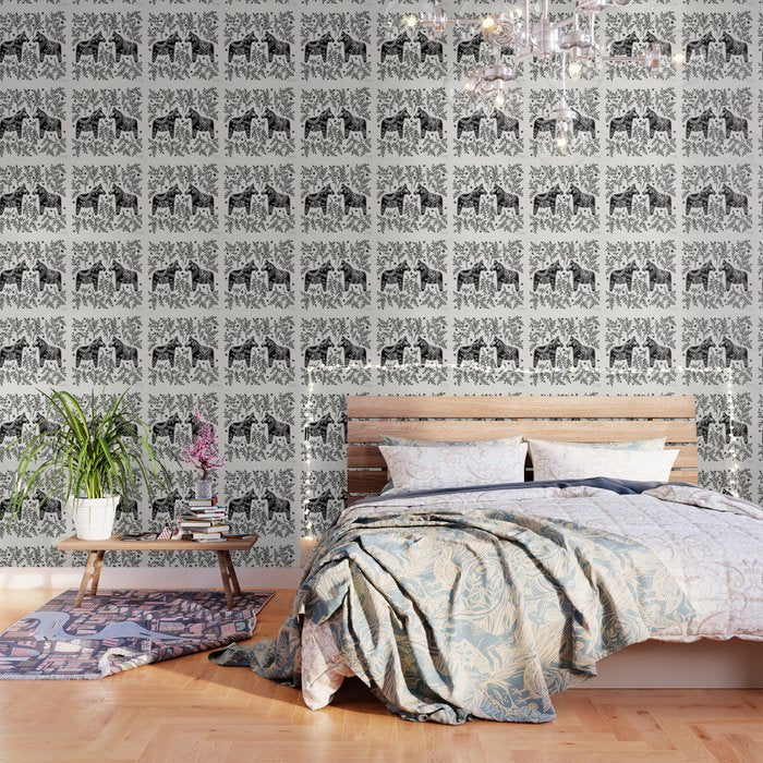 Swedish Dala Horses - Black Palette Wallpaper Gallery Image 3