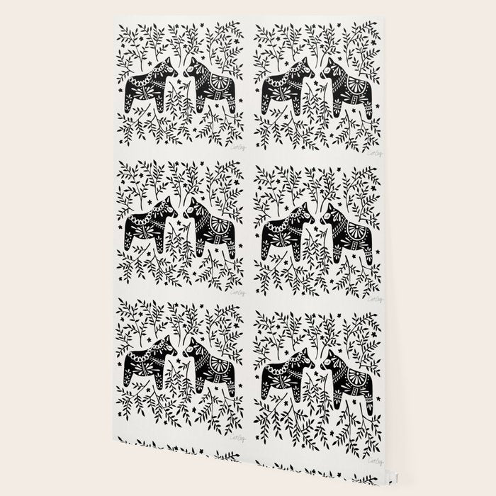 Swedish Dala Horses - Black Palette Wallpaper Gallery Image 2