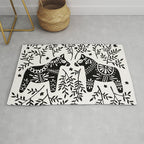 Swedish Dala Horses - Black Palette Rug Gallery Image 1