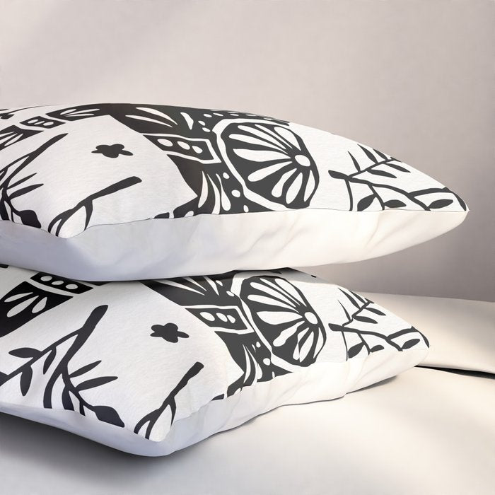 Swedish Dala Horses - Black Palette Pillow Sham Gallery Image 3