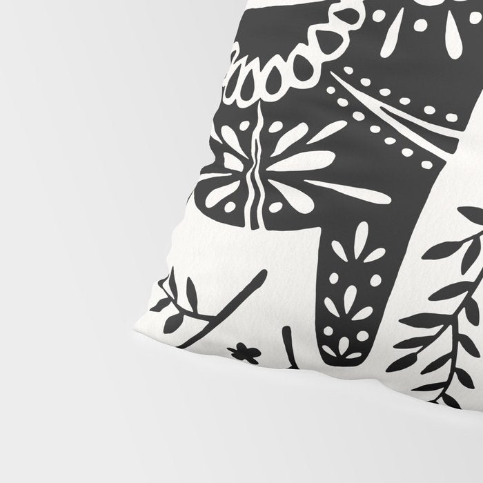 Swedish Dala Horses - Black Palette Pillow Sham Gallery Image 4