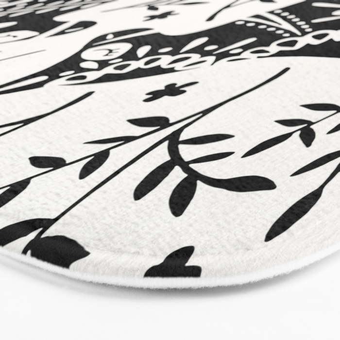 Swedish Dala Horses - Black Palette Bath Mat Gallery Image 3