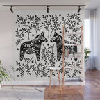 Swedish Dala Horses - Black Palette Wall Mural Gallery Image 1