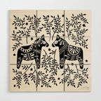 Swedish Dala Horses - Black Palette Wood Wall Art Gallery Image 1