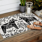 Swedish Dala Horses - Black Palette Outdoor Rug Gallery Image 2