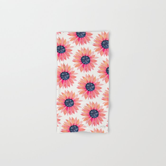 Single Sunflower â Pink & Indigo Bath Towel Gallery Image 1