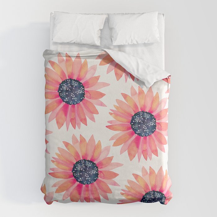 Single Sunflower â Pink & Indigo Duvet Cover Gallery Image 6