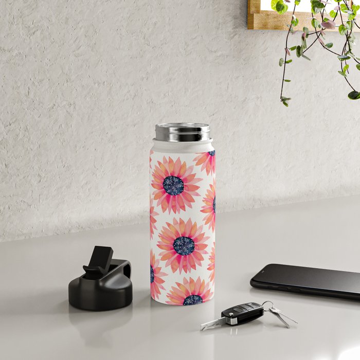 Single Sunflower â Pink & Indigo Water Bottle Gallery Image 4