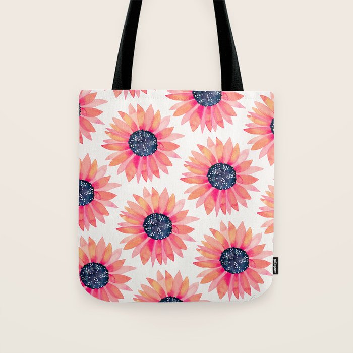 Single Sunflower â Pink & Indigo Tote Bag Gallery Image 1