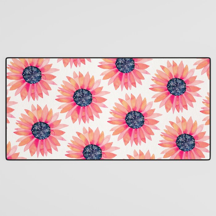 Single Sunflower â Pink & Indigo Desk Mat Gallery Image 3