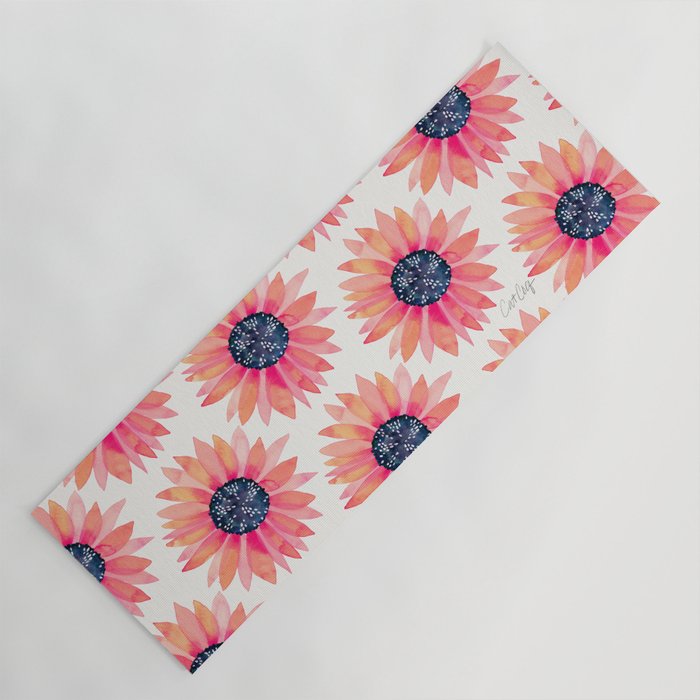 Single Sunflower â Pink & Indigo Yoga Mat Gallery Image 1