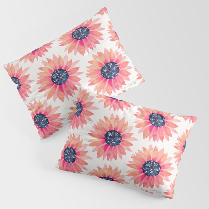 Single Sunflower â Pink & Indigo Pillow Sham Gallery Image 3