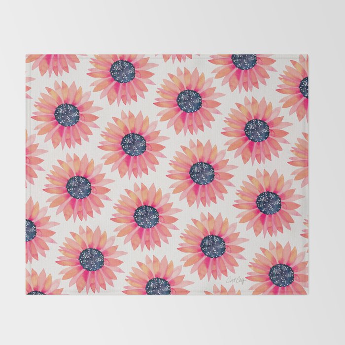 Single Sunflower â Pink & Indigo Throw Blanket Gallery Image 2