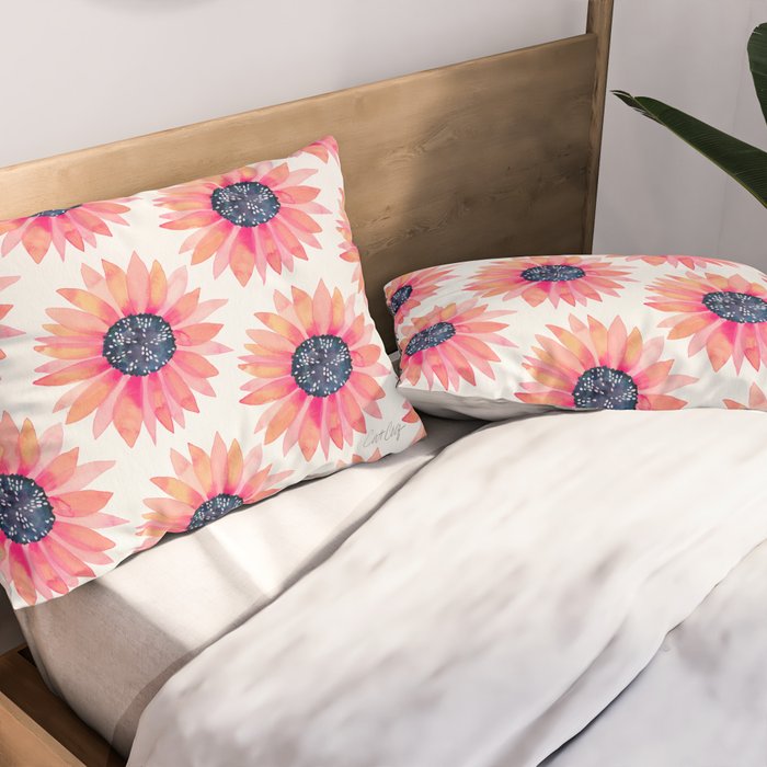 Single Sunflower â Pink & Indigo Pillow Sham Gallery Image 2