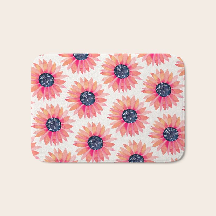 Single Sunflower â Pink & Indigo Bath Mat Gallery Image 1
