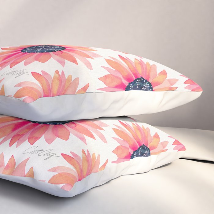 Single Sunflower â Pink & Indigo Pillow Sham Gallery Image 3