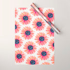 Single Sunflower â Pink & Indigo Wrapping Paper Gallery Image 1