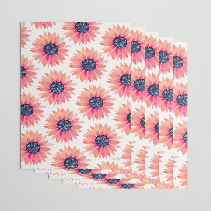 Single Sunflower â Pink & Indigo Wrapping Paper Gallery Image 3