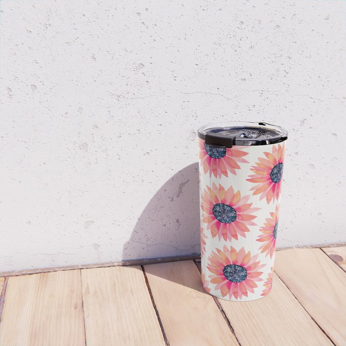 Single Sunflower â Pink & Indigo Travel Mug Gallery Image 4