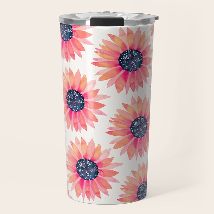 Single Sunflower â Pink & Indigo Travel Mug Gallery Image 1