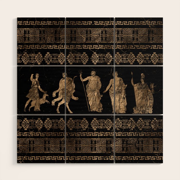 Greek Deities and Meander key ornament Wood Wall Art Gallery Image 1