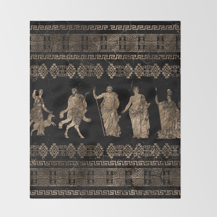 Greek Deities and Meander key ornament Throw Blanket Gallery Image 2
