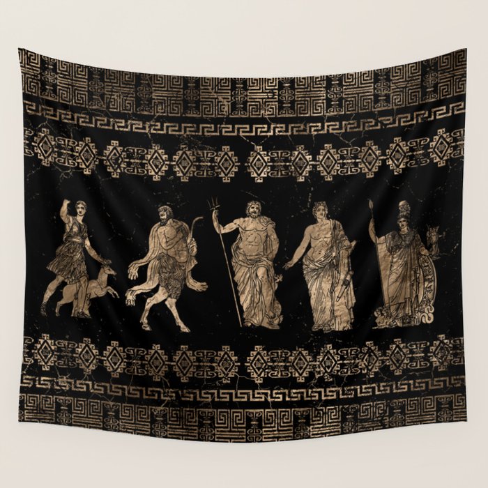 Greek Deities and Meander key ornament Wall Tapestry Gallery Image 4