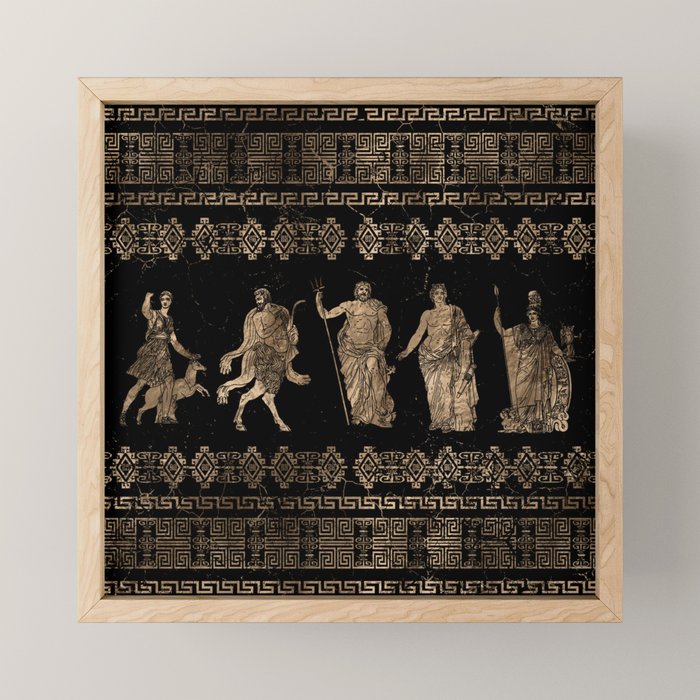 Greek Deities and Meander key ornament Mini Art Print Gallery Image 1