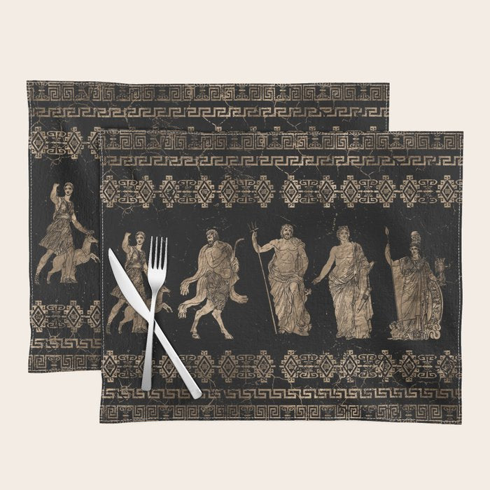 Greek Deities and Meander key ornament Placemat Gallery Image 1