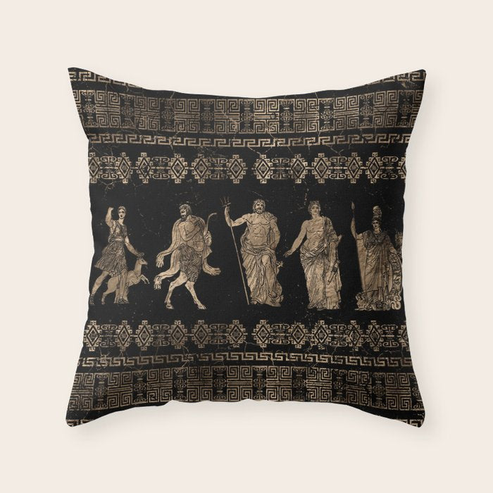 Greek Deities and Meander key ornament Throw Pillow Gallery Image 1