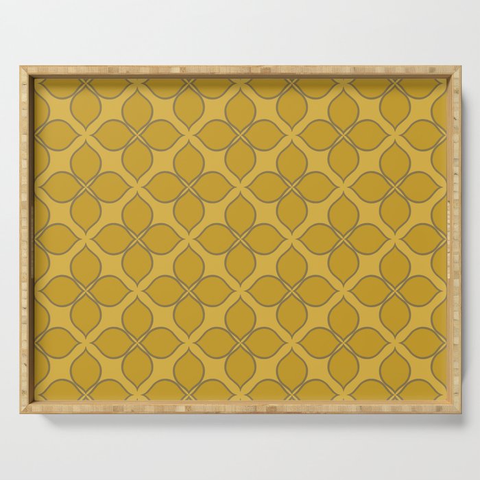 Golden Moroccan Floral Pattern Serving Tray Gallery Image 1