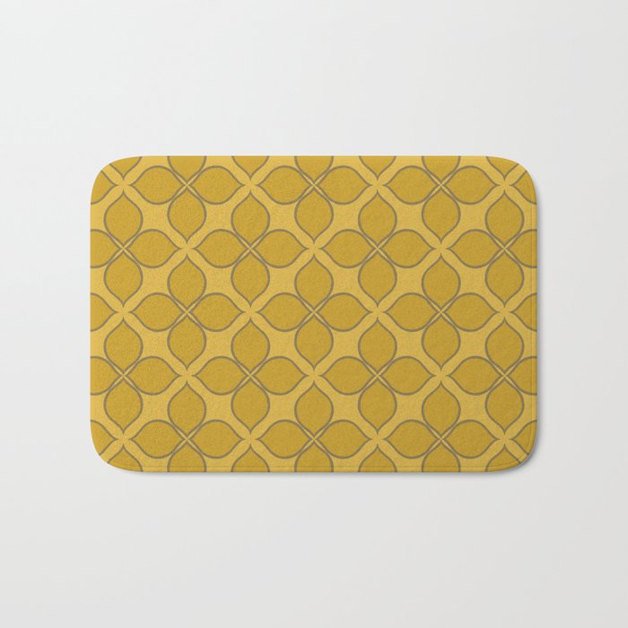 Golden Moroccan Floral Pattern Bath Mat Gallery Image 1