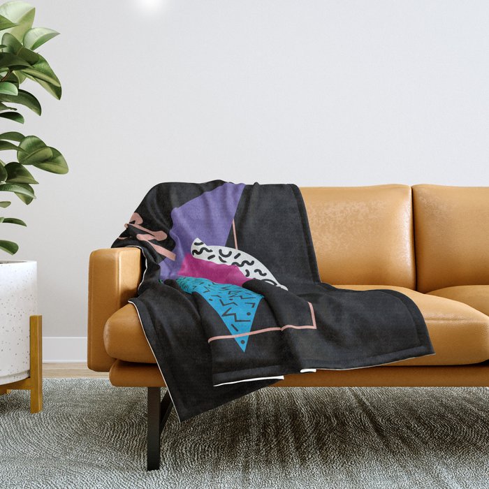 Memphis pattern 39 - 80s / 90s Retro Throw Blanket Gallery Image 1