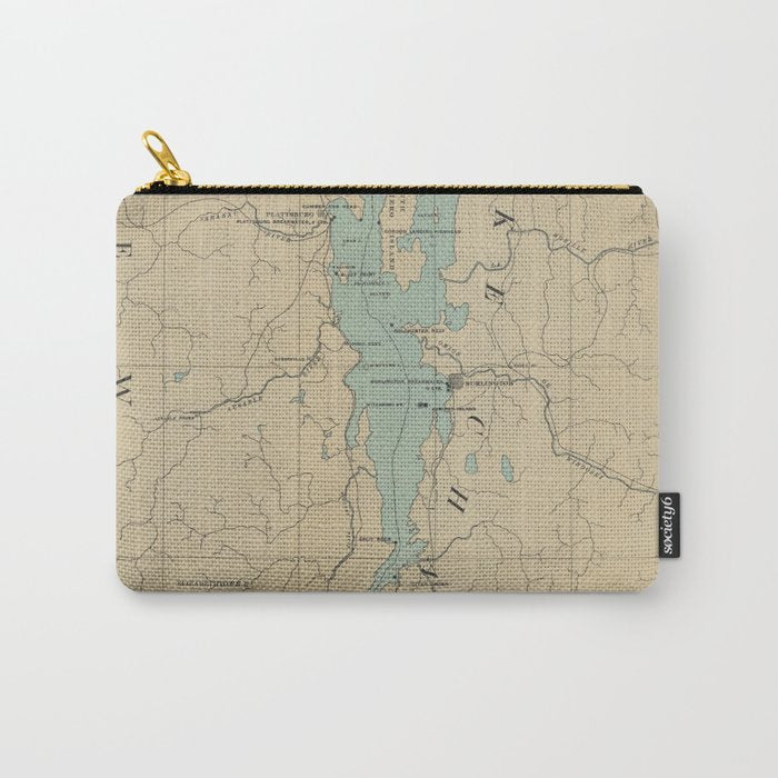 Vintage Lake Champlain Lighthouse Map (1896) Carry All Pouch Gallery Image 1