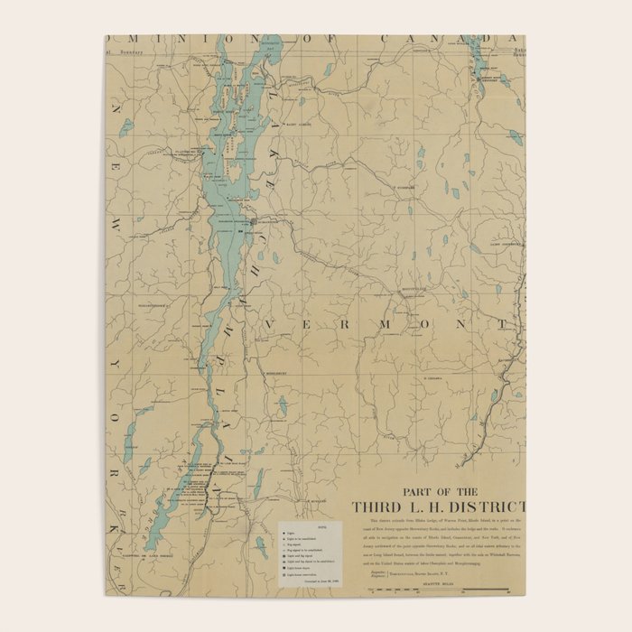 Vintage Lake Champlain Lighthouse Map (1896) Poster Gallery Image 4
