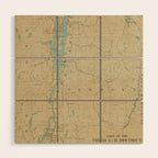 Vintage Lake Champlain Lighthouse Map (1896) Wood Wall Art Gallery Image 1