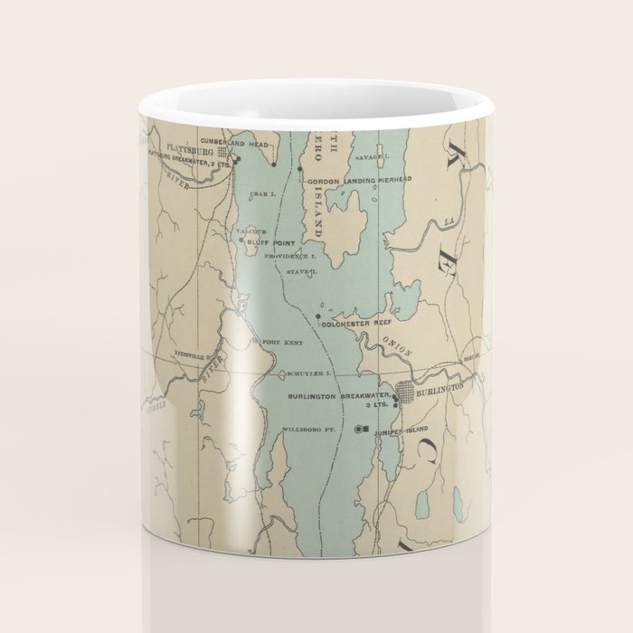 Vintage Lake Champlain Lighthouse Map (1896) Coffee Mug Gallery Image 4