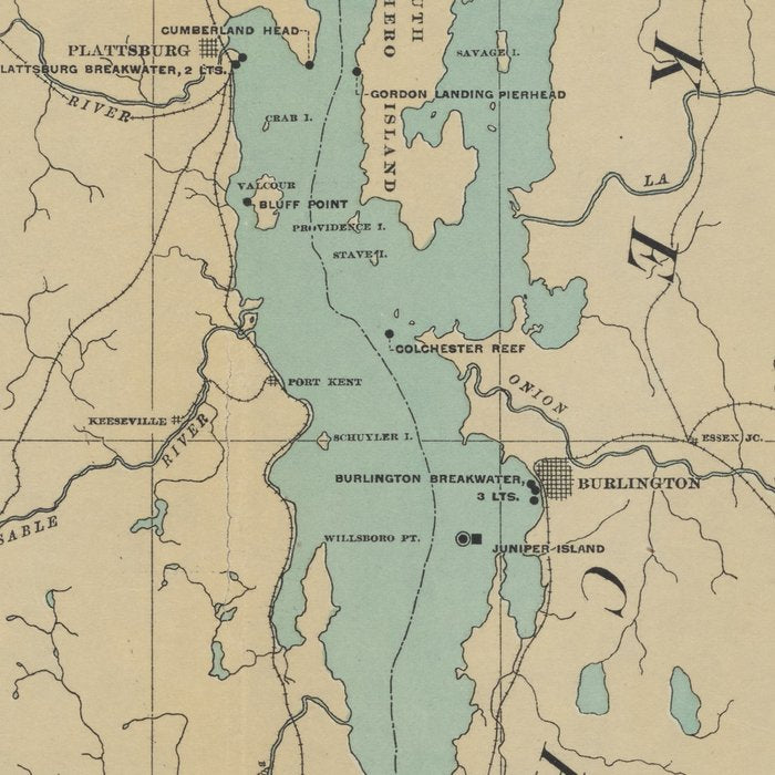 Vintage Lake Champlain Lighthouse Map (1896) Coffee Mug Gallery Image 2