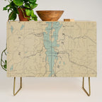 Vintage Lake Champlain Lighthouse Map (1896) Credenza Gallery Image 1