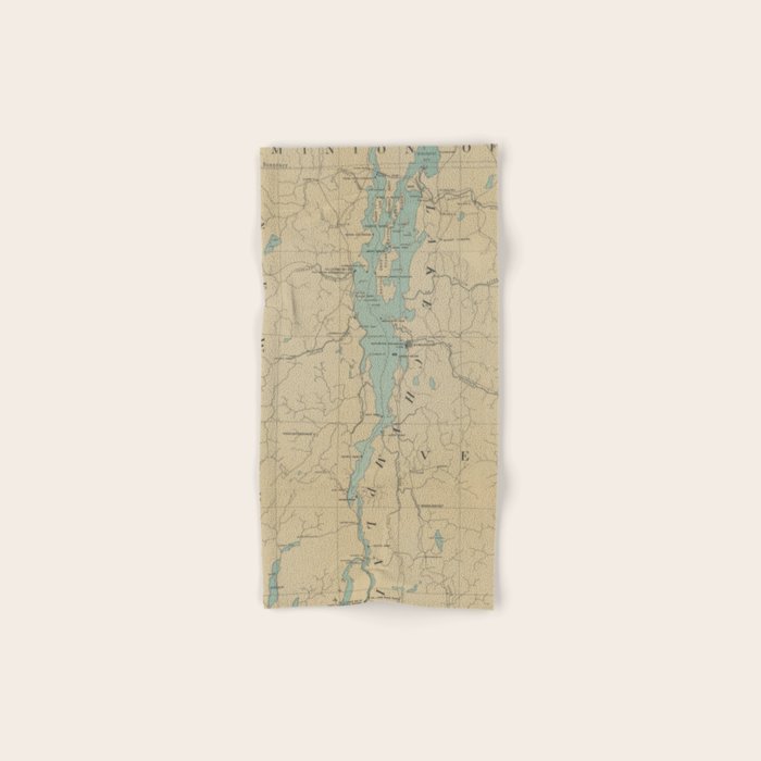 Vintage Lake Champlain Lighthouse Map (1896) Towels Gallery Image 1
